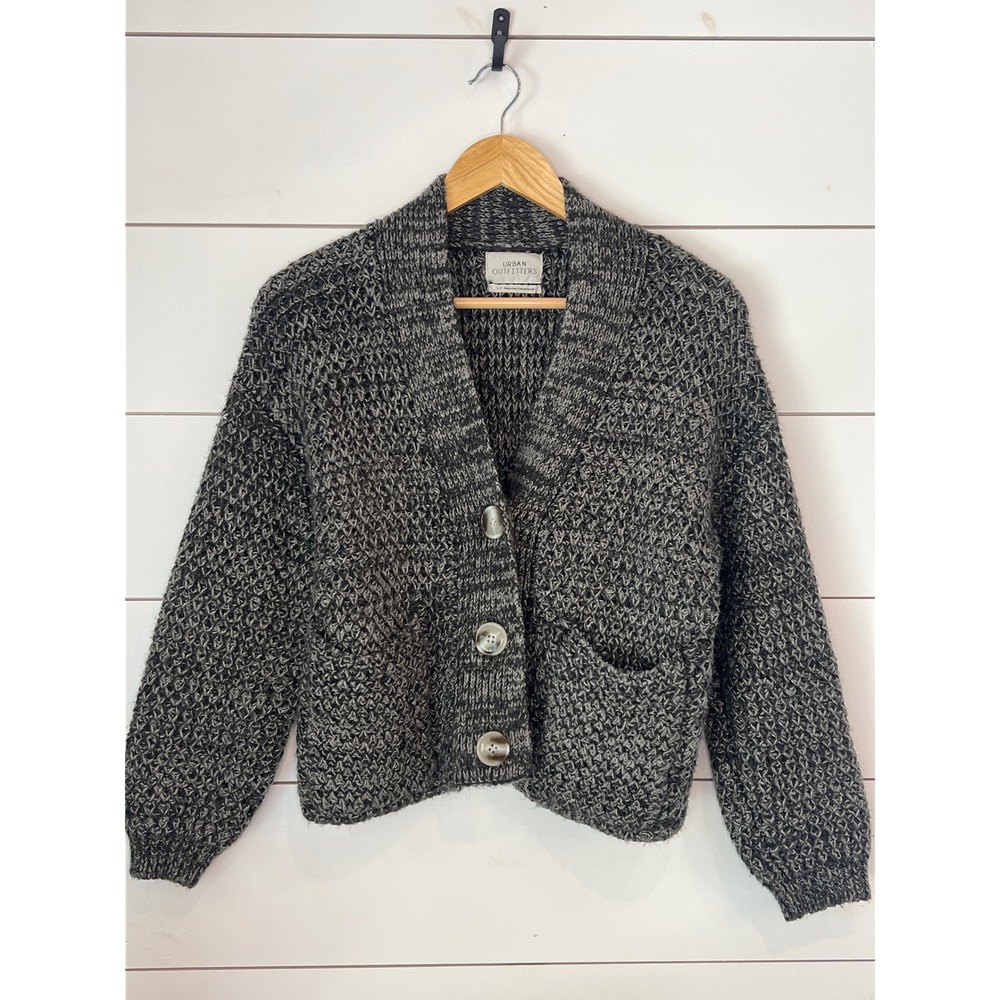Urban Outfitters Grey boho Chunky Knit Cardigan Button Front Sweater Small y2k